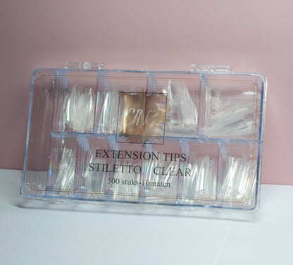 Extension tips stiletto clear
